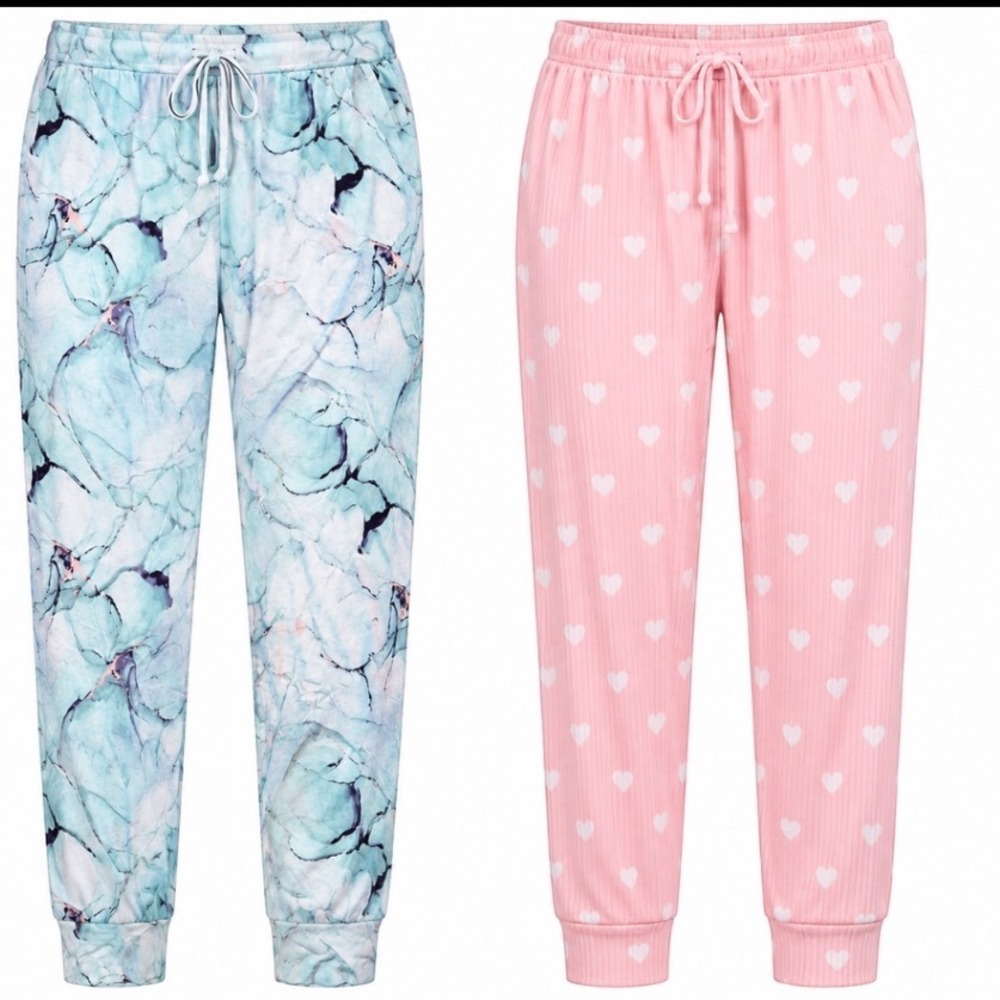 NWT Lot 2 Womens XXL Pajama Pants Jenni Alfani Floral Hearts Lounge Sleepwear